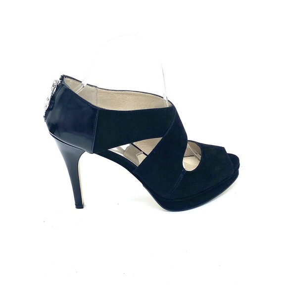 Michael Kors Women's Black Elena Suede Cross Strap Peep Toe Pumps AF12E Size 9M - Picture 4 of 15